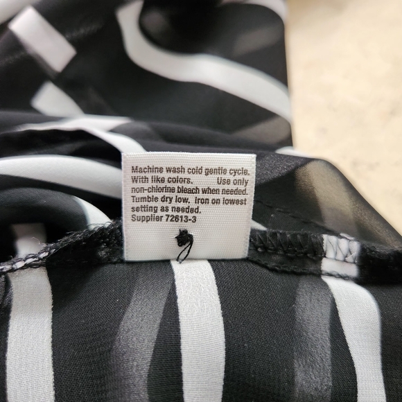 A.N.A.  Black/White Striped Sheer 1/4 Button Up Tunic, Suze 1X - Picture 4 of 7